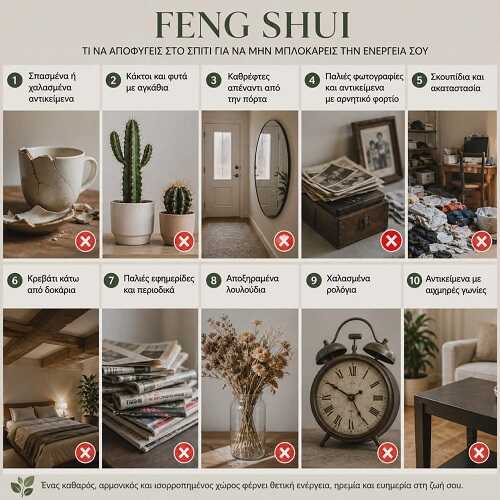 Feng Shui: Τι να αποφύγεις στο σπίτι για να μην μπλοκάρεις την ενέργειά σου