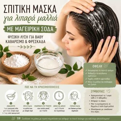 Σπιτική Μάσκα για Λιπαρά Μαλλιά με Μαγειρική Σόδα